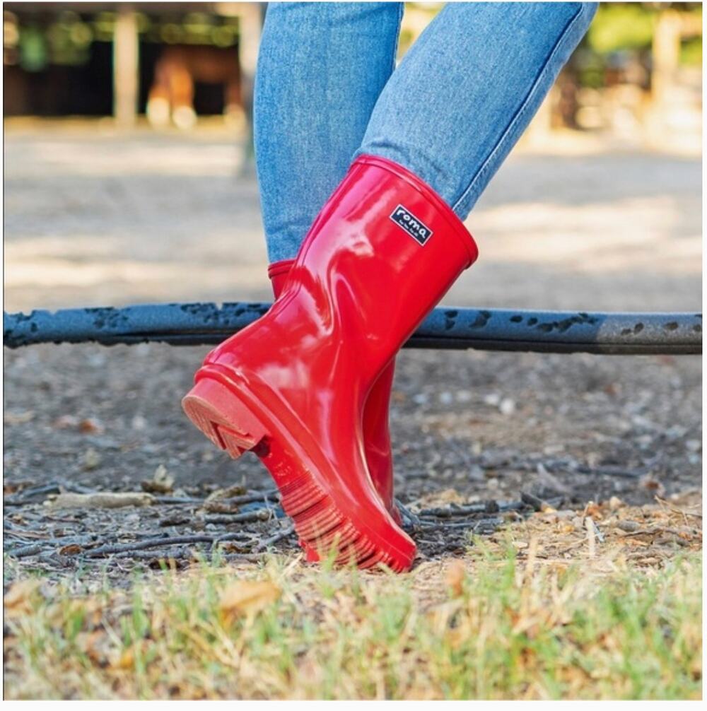 Roma Emma Mid Rain Boots 6 US 37 EU NWT Red Mid Calf Wellies
